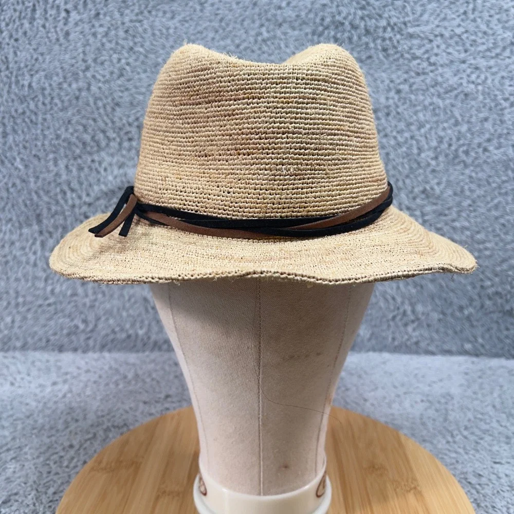 Goorin Bros Straw Haze Fedora Hat Mens M Tan Natural Braided Band 100% Raffia